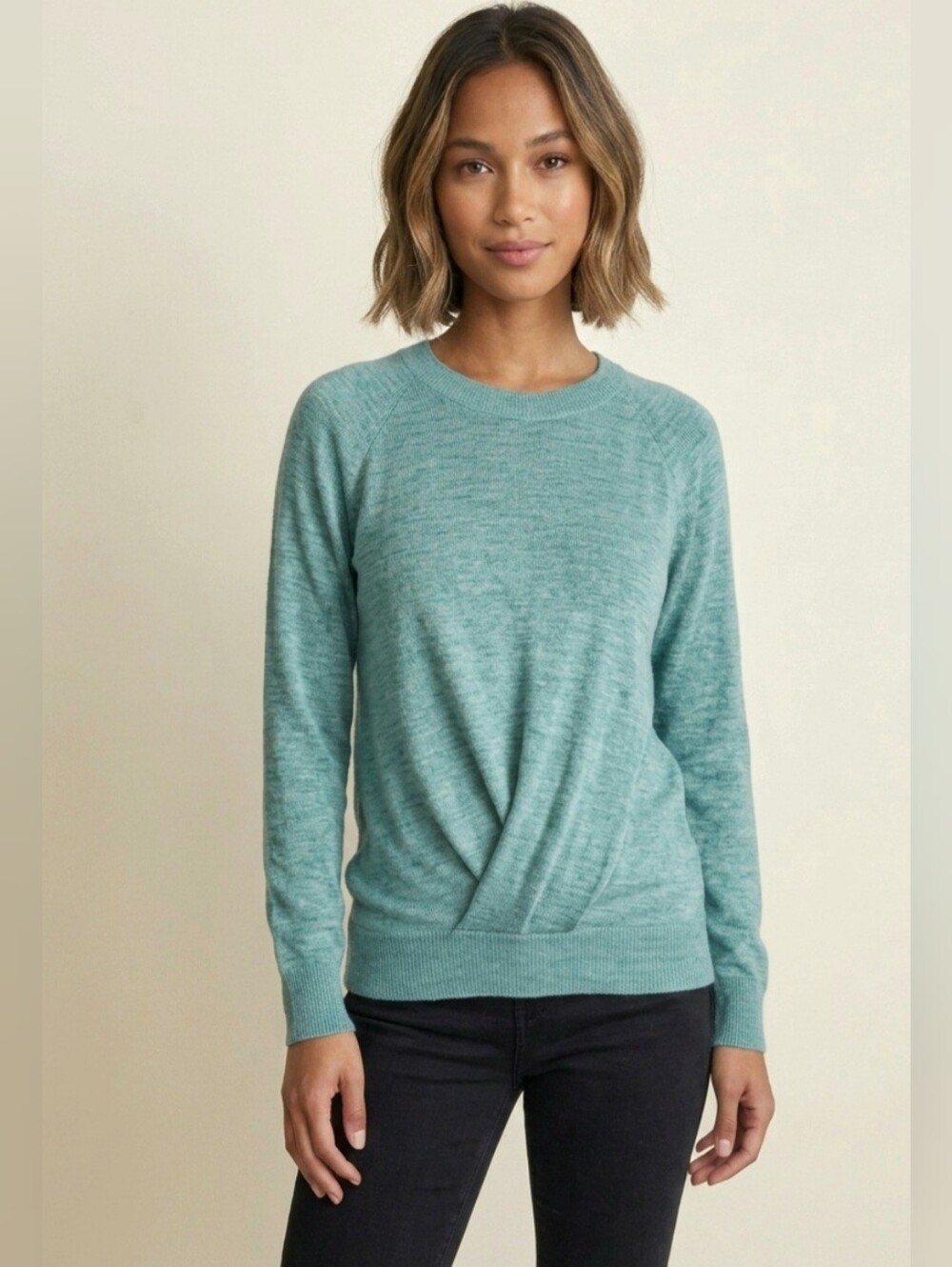 NWOT Lou & Grey Loft Twist Front Crewneck Sweater Seafoam Green Size XS- Small